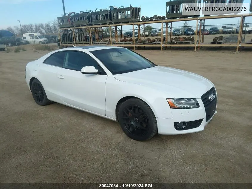 2012 Audi A5 Prestige VIN: WAUVFBFR3CA002276 Lot: 30047034