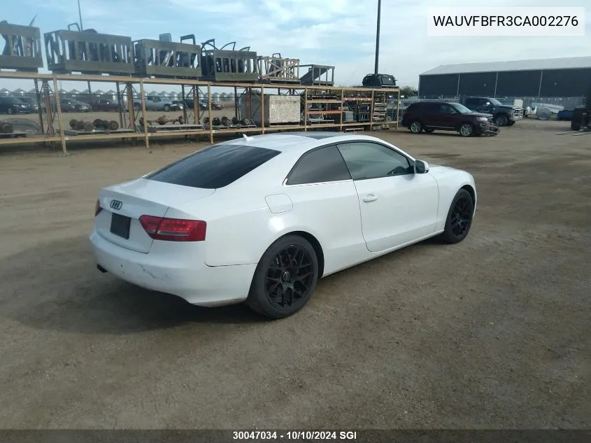 2012 Audi A5 Prestige VIN: WAUVFBFR3CA002276 Lot: 30047034