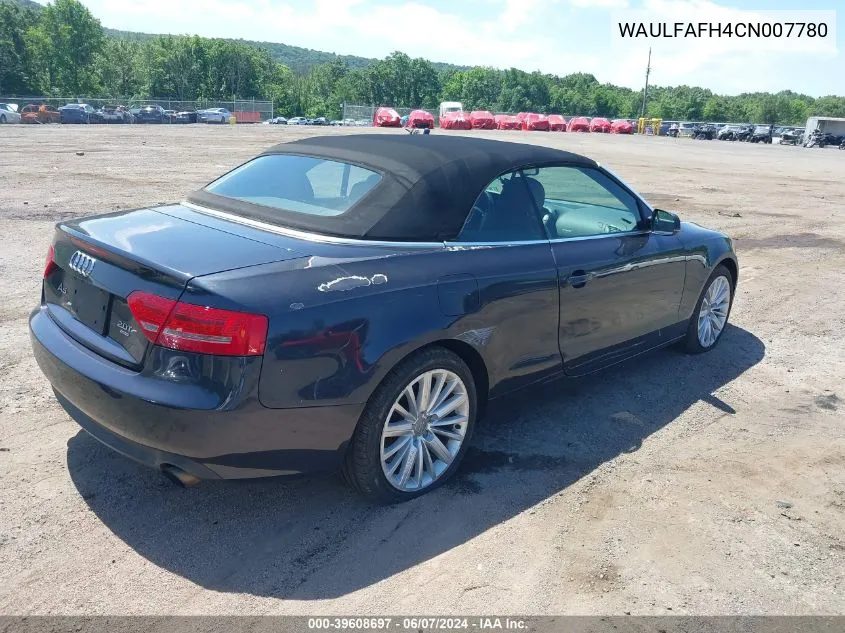 2012 Audi A5 2.0T Premium VIN: WAULFAFH4CN007780 Lot: 39608697