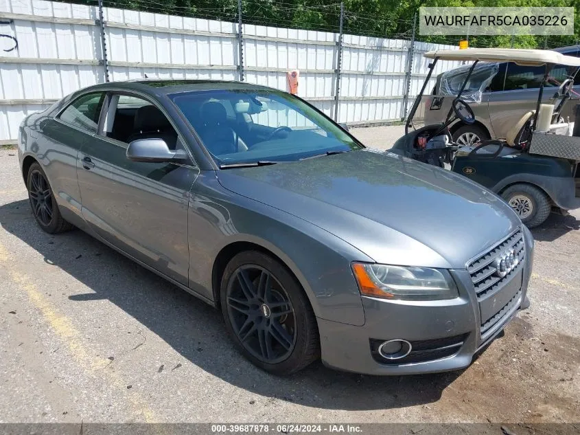 2012 Audi A5 2.0T Premium VIN: WAURFAFR5CA035226 Lot: 39687878