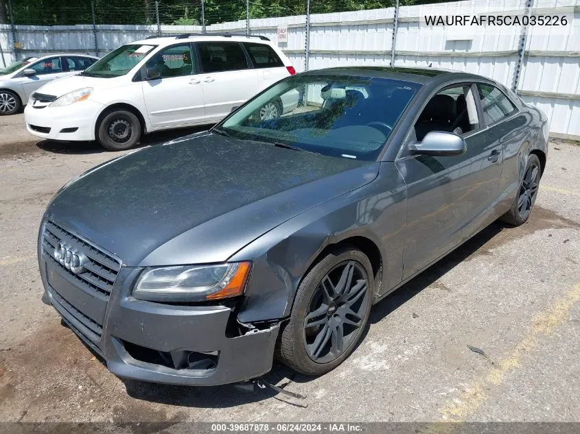 2012 Audi A5 2.0T Premium VIN: WAURFAFR5CA035226 Lot: 39687878