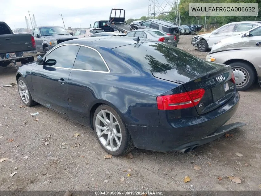 2012 Audi A5 2.0T Premium VIN: WAULFAFR6CA006632 Lot: 40135896