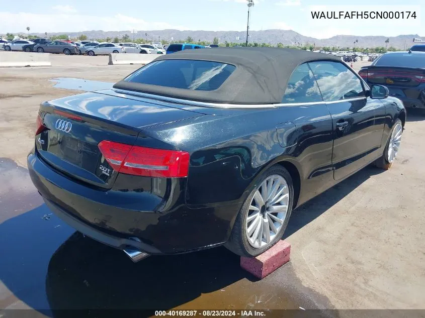 2012 Audi A5 2.0T Premium VIN: WAULFAFH5CN000174 Lot: 40169287