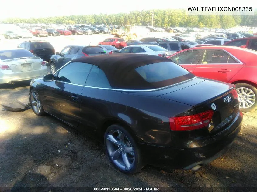 WAUTFAFHXCN008335 2012 Audi A5 2.0T Prestige