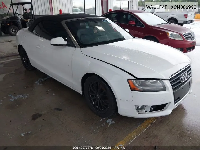 2012 Audi A5 2.0T Premium VIN: WAULFAFHXCN006990 Lot: 40277378