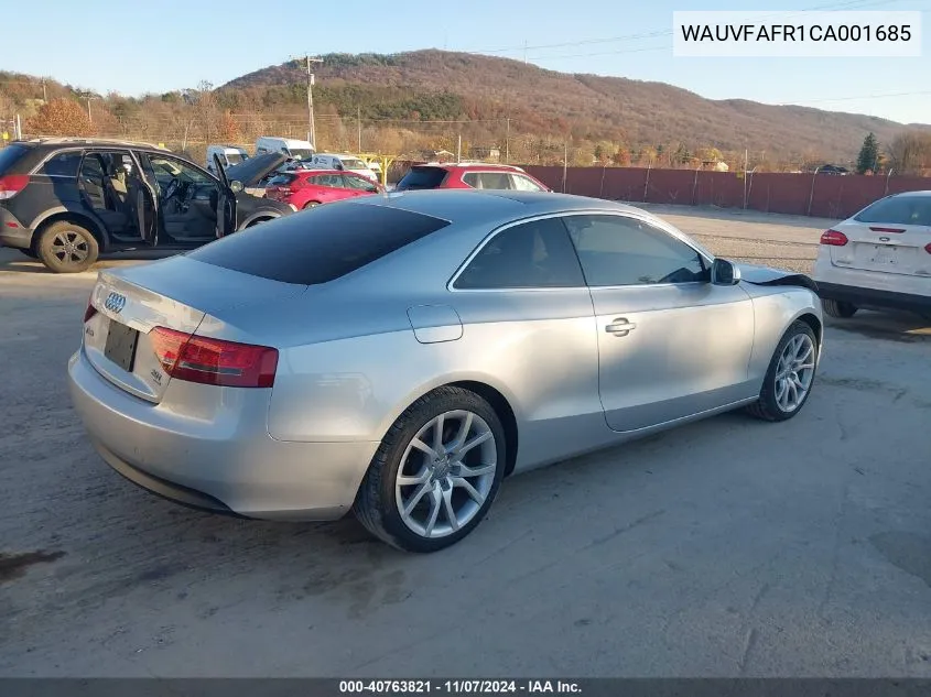 2012 Audi A5 2.0T Premium VIN: WAUVFAFR1CA001685 Lot: 40763821