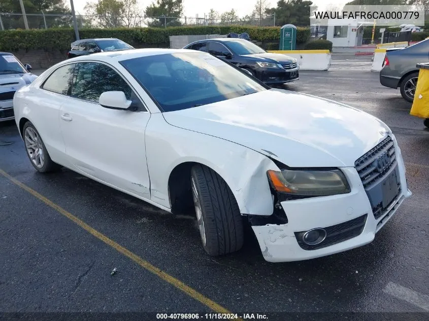 2012 Audi A5 2.0T Premium VIN: WAULFAFR6CA000779 Lot: 40796906