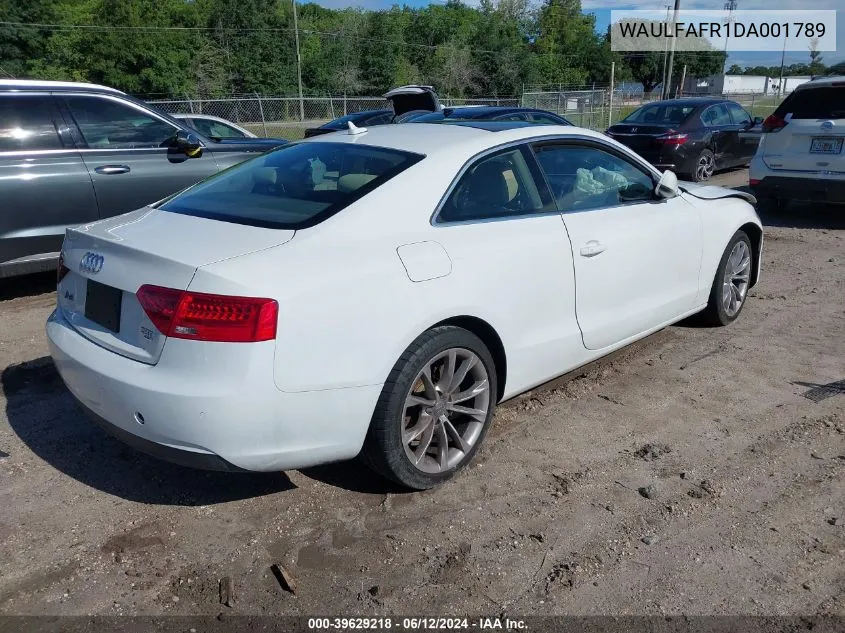 2013 Audi A5 2.0T Premium VIN: WAULFAFR1DA001789 Lot: 39629218