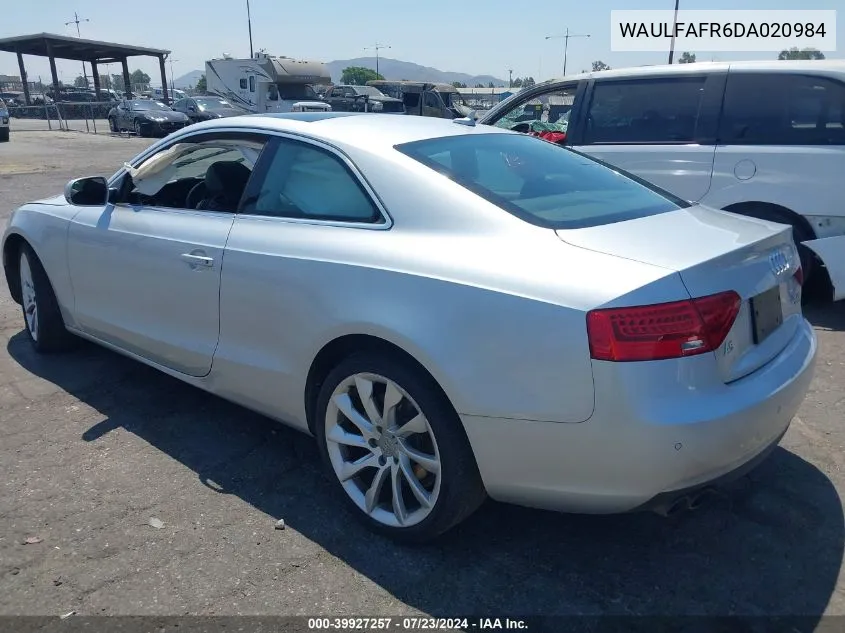 2013 Audi A5 2.0T Premium VIN: WAULFAFR6DA020984 Lot: 39927257