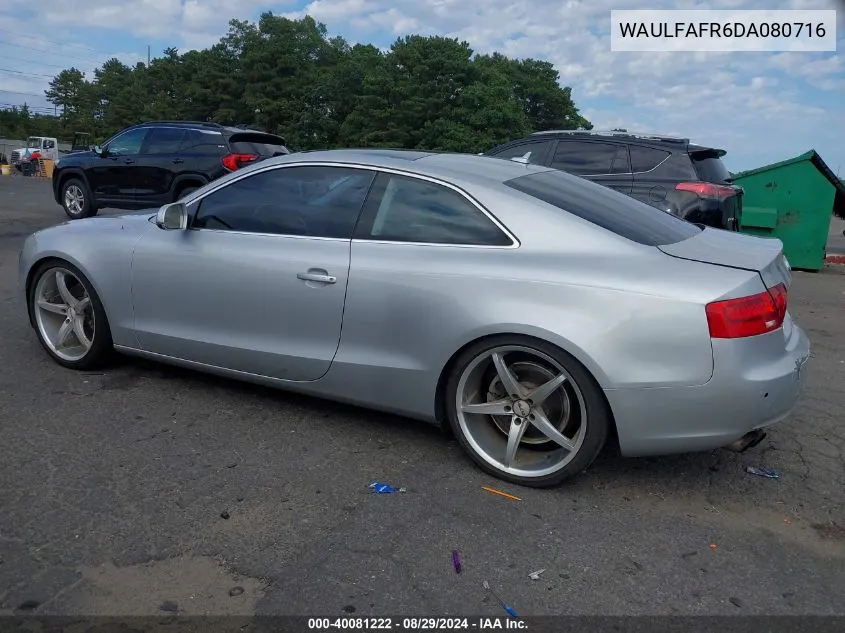 2013 Audi A5 2.0T Premium VIN: WAULFAFR6DA080716 Lot: 40081222