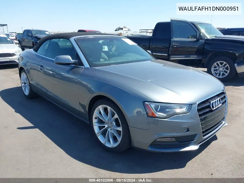 2013 Audi A5 2.0T Premium VIN: WAULFAFH1DN000951 Lot: 40102986