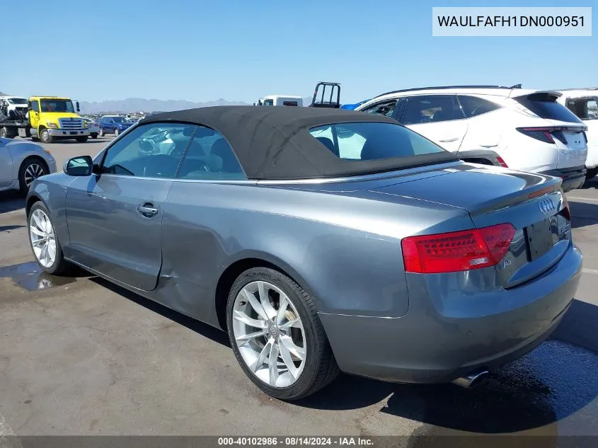 2013 Audi A5 2.0T Premium VIN: WAULFAFH1DN000951 Lot: 40102986