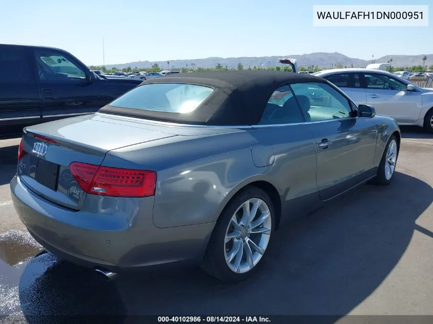 2013 Audi A5 2.0T Premium VIN: WAULFAFH1DN000951 Lot: 40102986