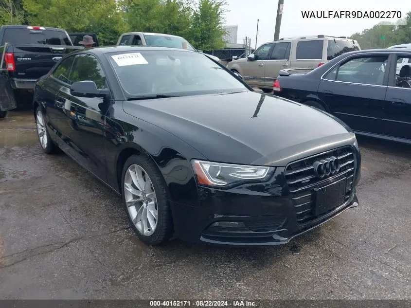 2013 Audi A5 2.0T Premium VIN: WAULFAFR9DA002270 Lot: 40152171