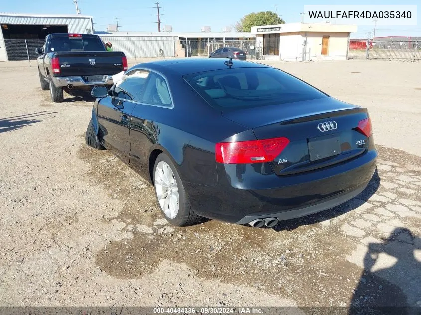 2013 Audi A5 2.0T Premium VIN: WAULFAFR4DA035340 Lot: 40484336