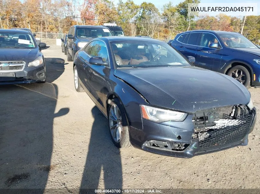 2013 Audi A5 2.0T Premium VIN: WAULFAFR2DA045171 Lot: 40643700