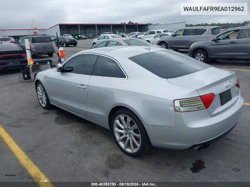 2014 Audi A5 2.0T Premium VIN: WAULFAFR9EA012962 Lot: 40393759