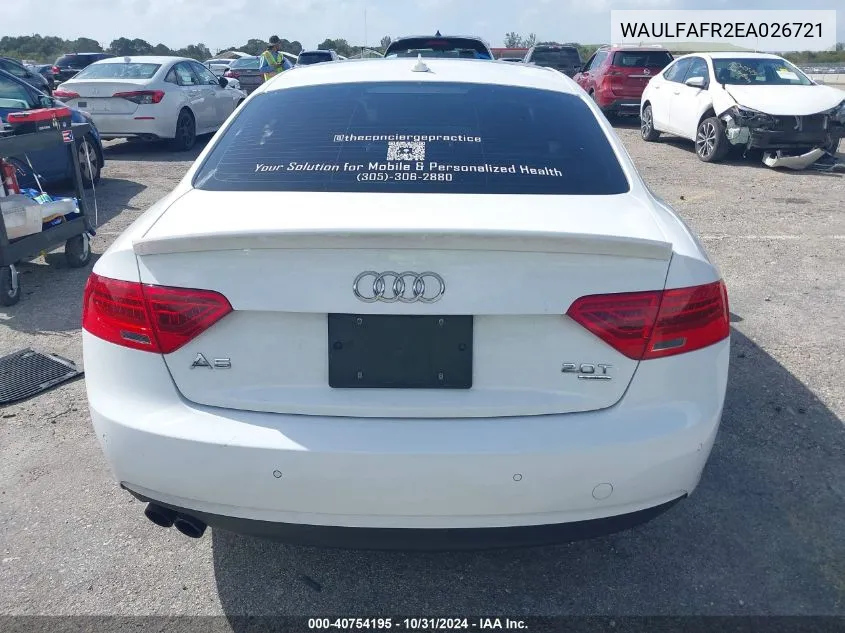 2014 Audi A5 2.0T Premium VIN: WAULFAFR2EA026721 Lot: 40754195