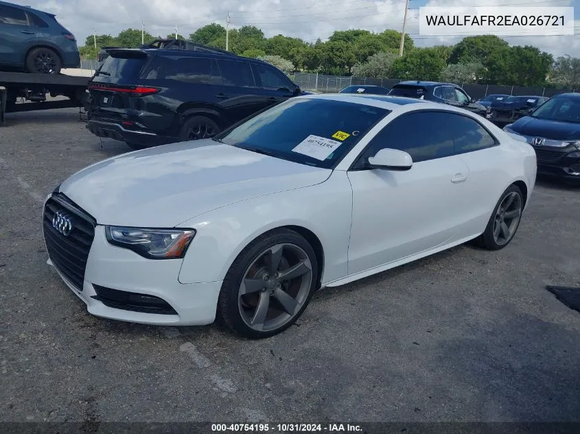 2014 Audi A5 2.0T Premium VIN: WAULFAFR2EA026721 Lot: 40754195