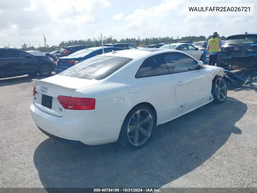 2014 Audi A5 2.0T Premium VIN: WAULFAFR2EA026721 Lot: 40754195