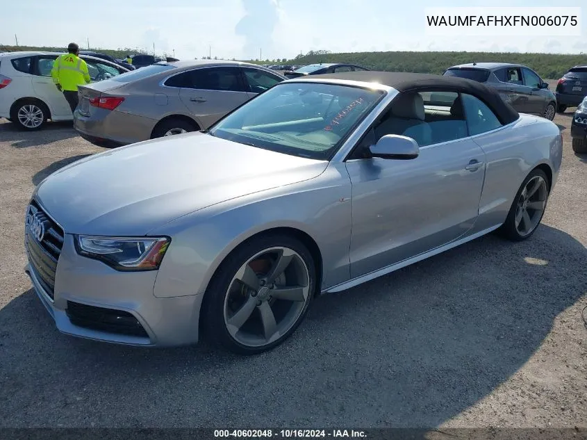 2015 Audi A5 2.0T Premium VIN: WAUMFAFHXFN006075 Lot: 40602048