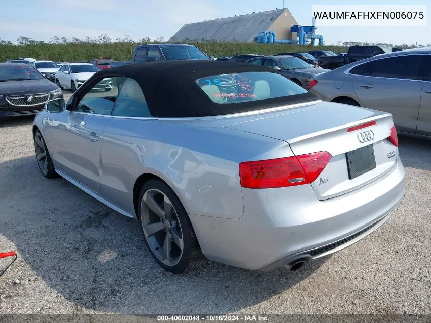 2015 Audi A5 2.0T Premium VIN: WAUMFAFHXFN006075 Lot: 40602048