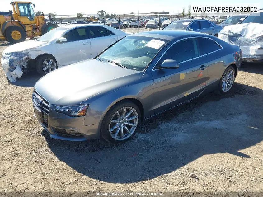 2015 Audi A5 2.0T Premium VIN: WAUCFAFR9FA032002 Lot: 40835476