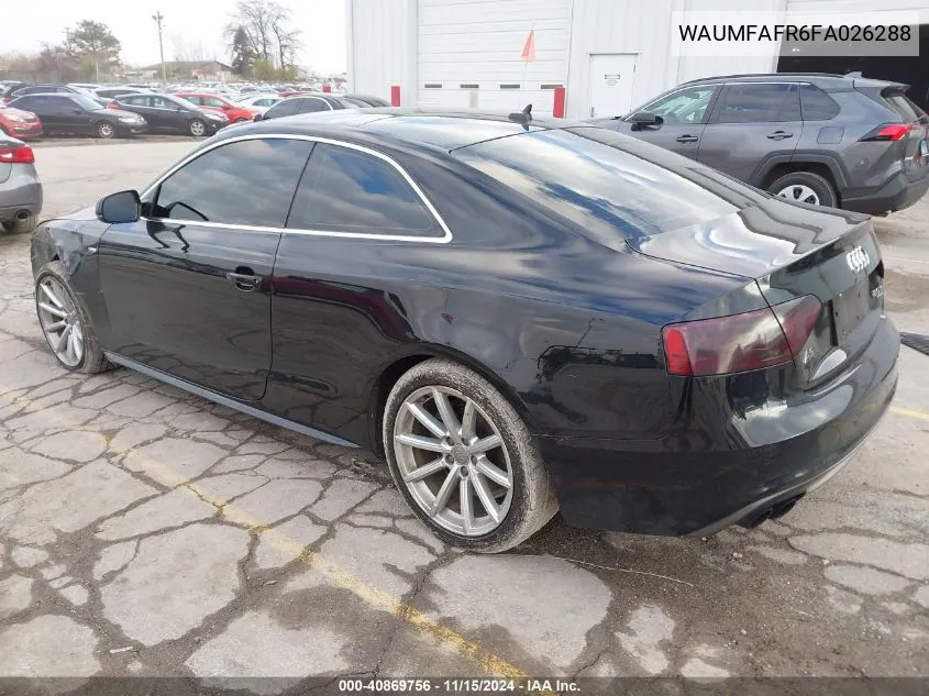 2015 Audi A5 2.0T Premium VIN: WAUMFAFR6FA026288 Lot: 40869756