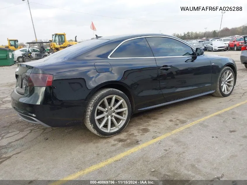 2015 Audi A5 2.0T Premium VIN: WAUMFAFR6FA026288 Lot: 40869756