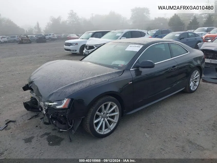 2016 Audi A5 Premium Plus S-Line VIN: WAUM2AFRXGA010480 Lot: 40318988