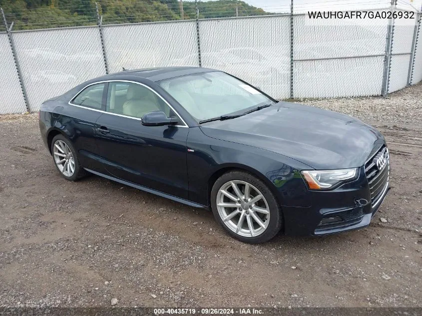 2016 Audi A5 2.0T Premium VIN: WAUHGAFR7GA026932 Lot: 40435719