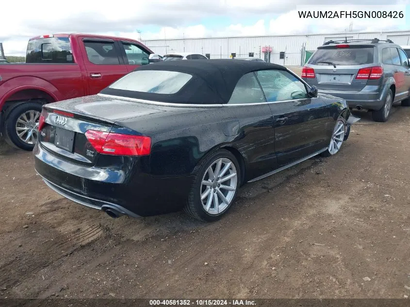 2016 Audi A5 2.0T Premium VIN: WAUM2AFH5GN008426 Lot: 40581352