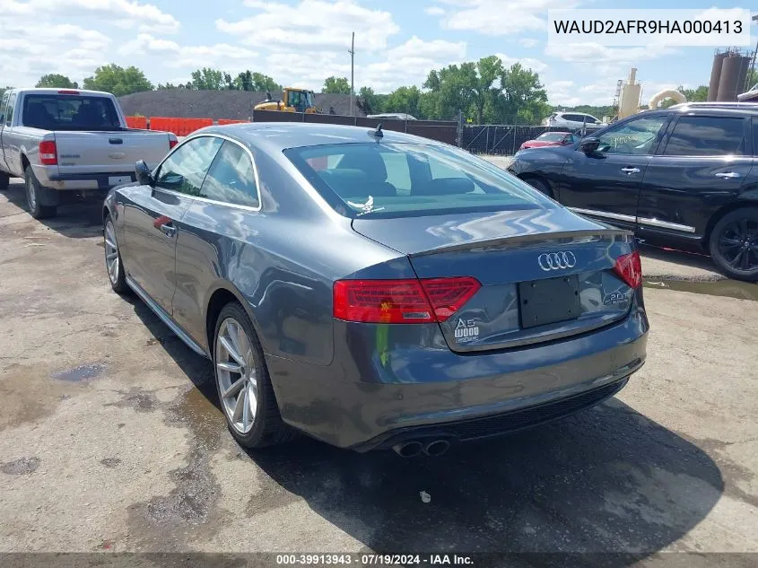 2017 Audi A5 2.0T Sport VIN: WAUD2AFR9HA000413 Lot: 39913943