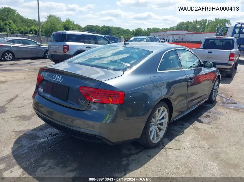 2017 Audi A5 2.0T Sport VIN: WAUD2AFR9HA000413 Lot: 39913943