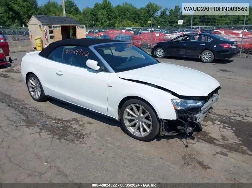 WAUD2AFH0HN003569 2017 Audi A5 2.0T Sport