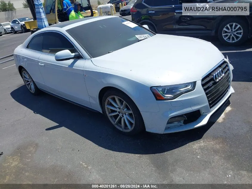 2017 Audi A5 2.0T Sport VIN: WAUD2AFR5HA000795 Lot: 40201261