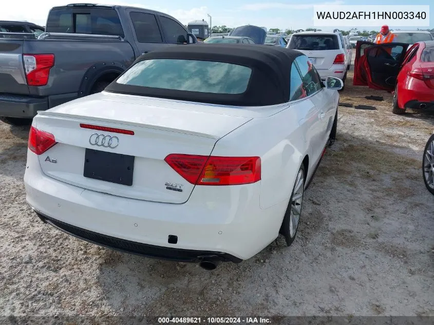 2017 Audi A5 Sport VIN: WAUD2AFH1HN003340 Lot: 40489621