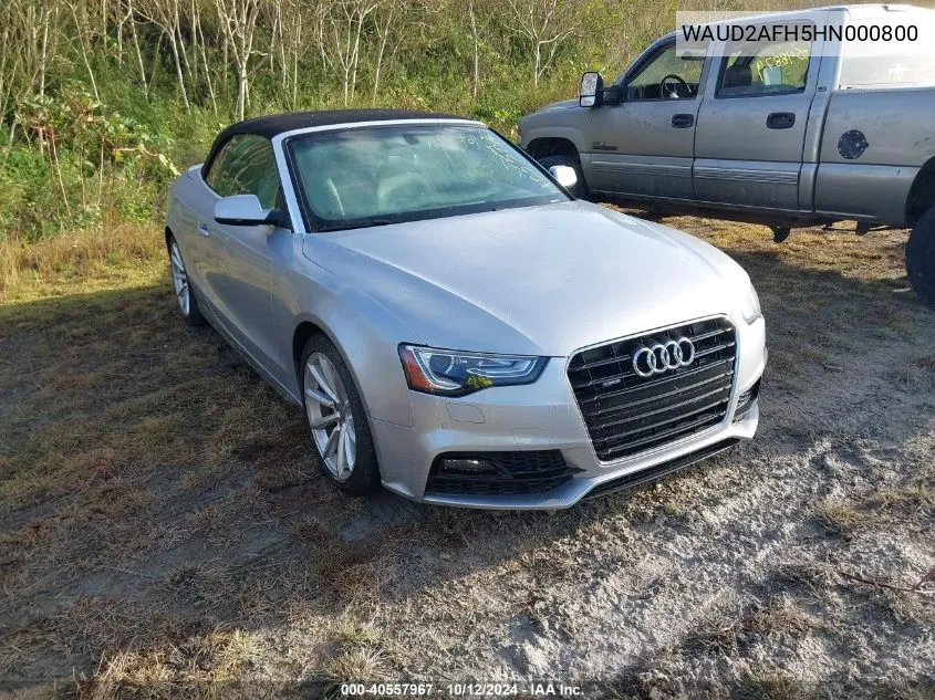 2017 Audi A5 2.0T Sport VIN: WAUD2AFH5HN000800 Lot: 40557967