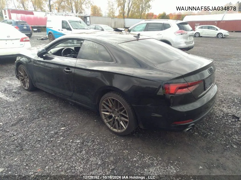 2018 Audi A5 Premium VIN: WAUNNAF55JA034878 Lot: 12128152