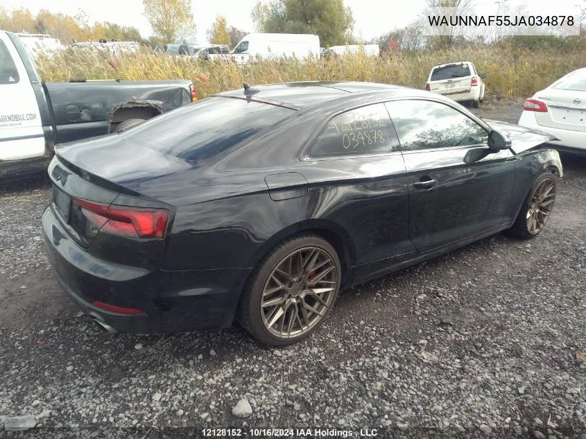 2018 Audi A5 Premium VIN: WAUNNAF55JA034878 Lot: 12128152