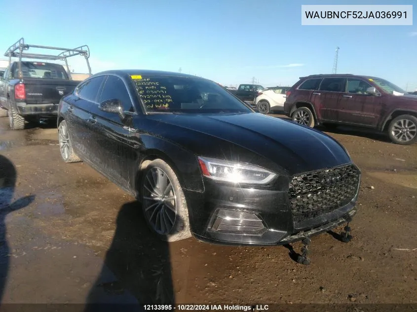 2018 Audi A5 Sportback VIN: WAUBNCF52JA036991 Lot: 12133995