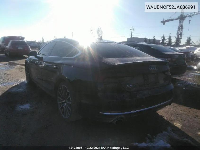 2018 Audi A5 Sportback VIN: WAUBNCF52JA036991 Lot: 12133995