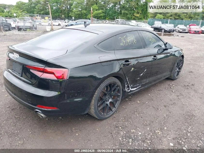 2018 Audi A5 2.0T Premium VIN: WAUANCF57JA081064 Lot: 39603428