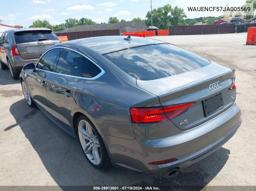 2018 Audi A5 2.0T Premium VIN: WAUENCF57JA005569 Lot: 39913801