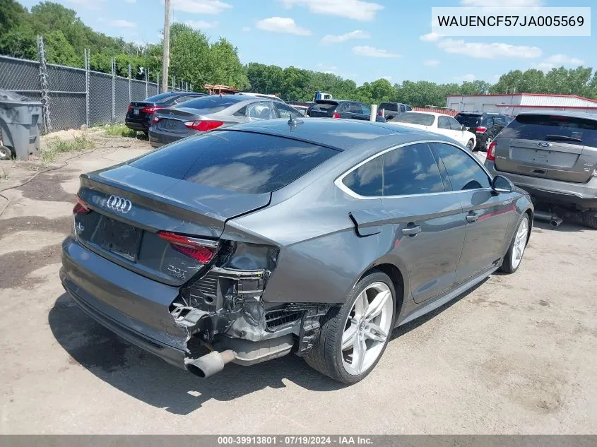 2018 Audi A5 2.0T Premium VIN: WAUENCF57JA005569 Lot: 39913801