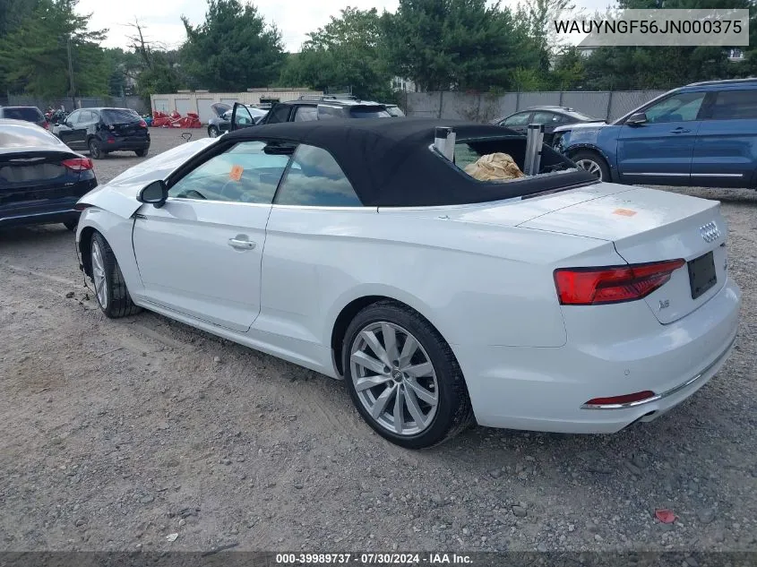 2018 Audi A5 2.0T Premium VIN: WAUYNGF56JN000375 Lot: 39989737