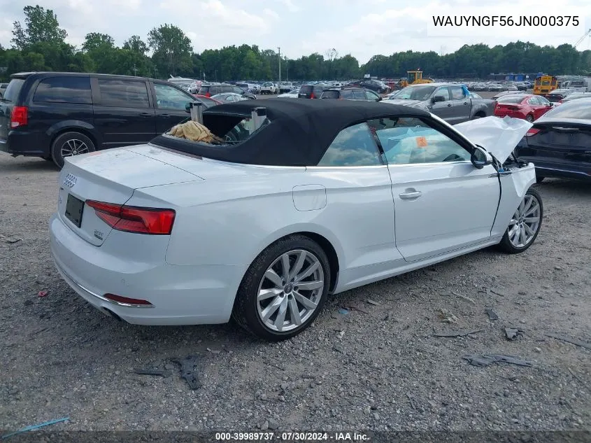 WAUYNGF56JN000375 2018 Audi A5 2.0T Premium