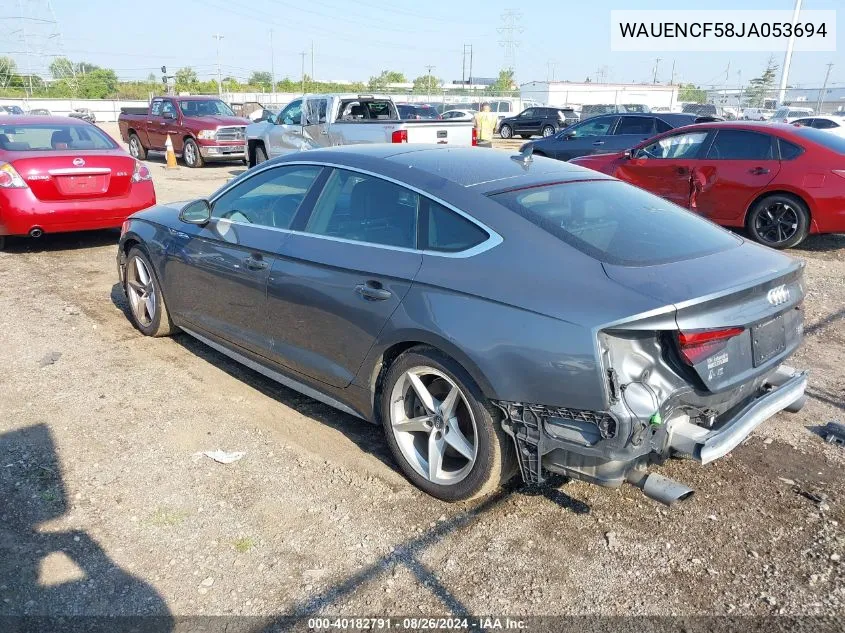 2018 Audi A5 2.0T Premium VIN: WAUENCF58JA053694 Lot: 40182791