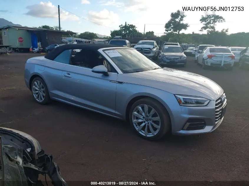 WAUYNGF56JN012753 2018 Audi A5 2.0T Premium