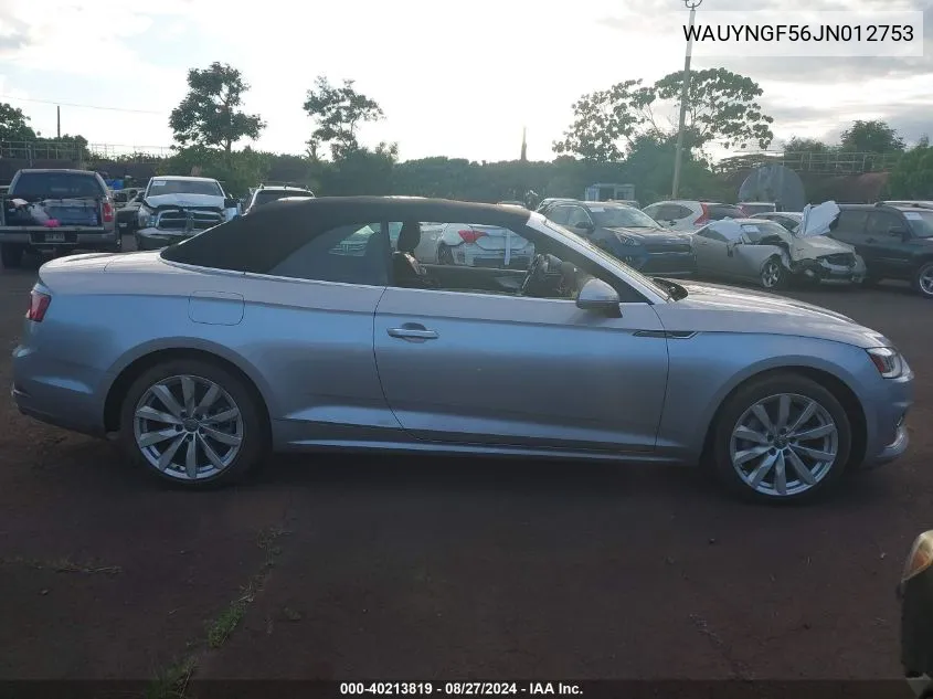 WAUYNGF56JN012753 2018 Audi A5 2.0T Premium